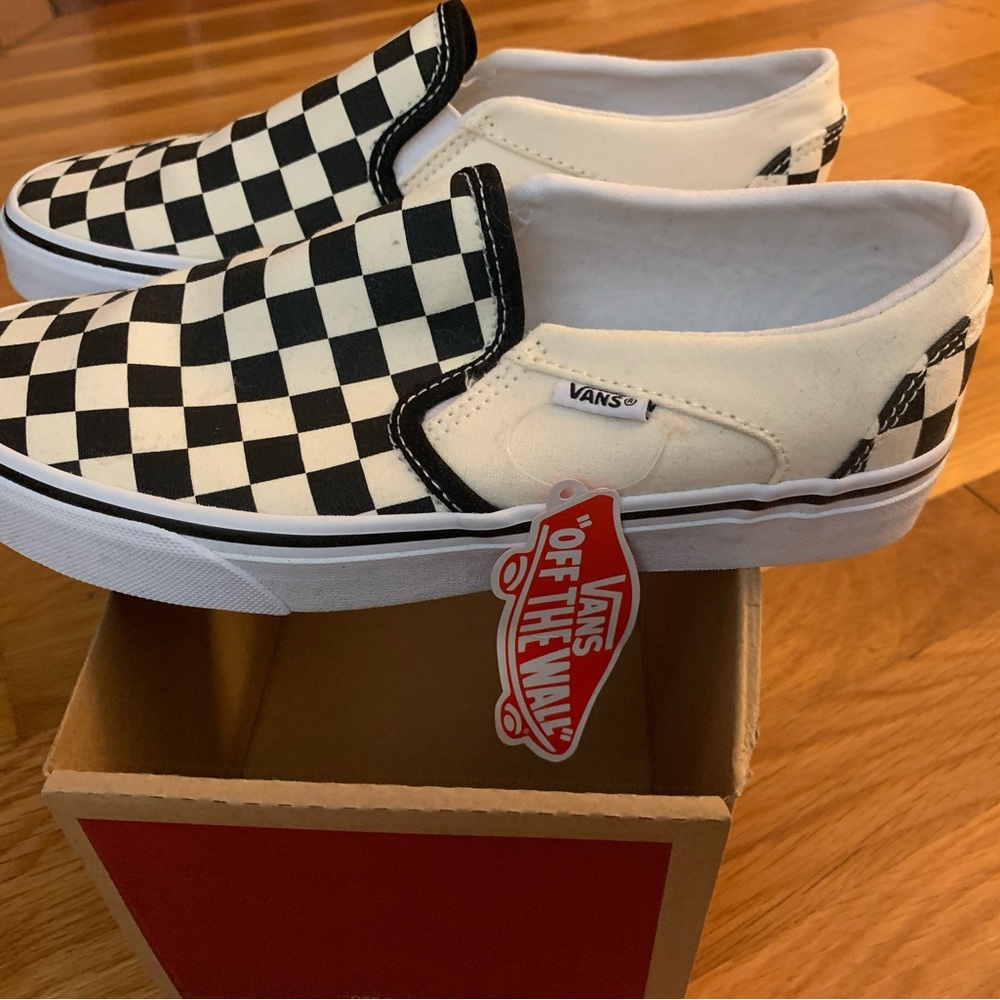 Slip on Black/White Checkered Sneakers